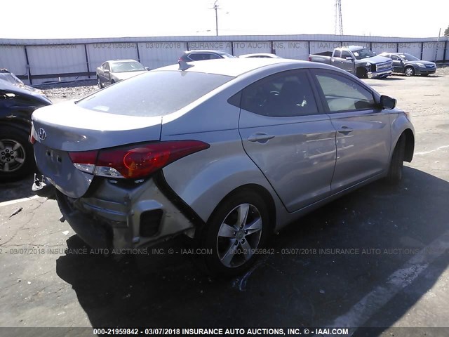 KMHDH4AE6DU811436 - 2013 HYUNDAI ELANTRA GLS/LIMITED SILVER photo 4