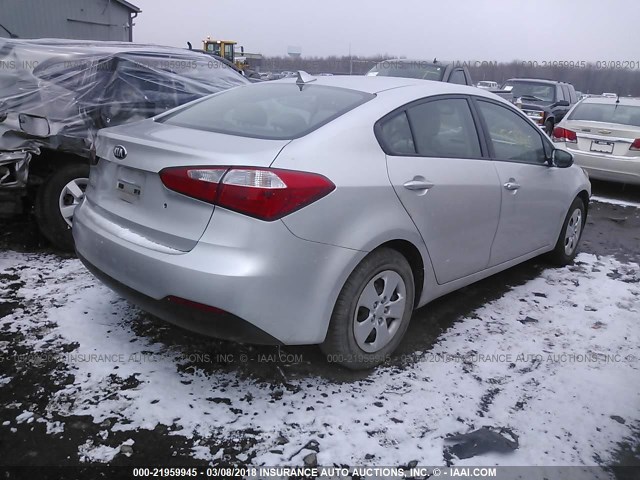 KNAFK4A6XE5180352 - 2014 KIA FORTE LX SILVER photo 4