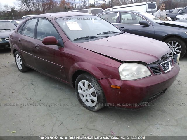 KL5JD52Z94K937298 - 2004 SUZUKI FORENZA S BURGUNDY photo 1