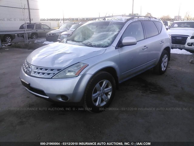 JN8AZ08W46W545387 - 2006 NISSAN MURANO SL/SE/S SILVER photo 2