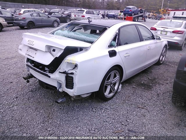 WAURGAFD4EN012890 - 2014 AUDI A8 L QUATTRO WHITE photo 4