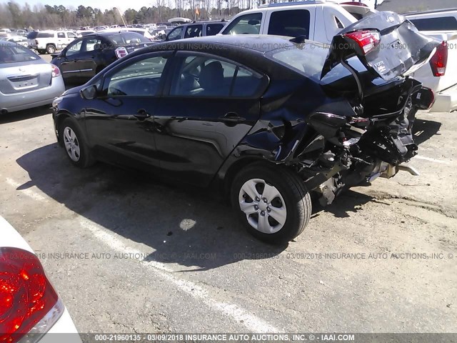 3KPFK4A74HE092384 - 2017 KIA FORTE LX BLACK photo 3