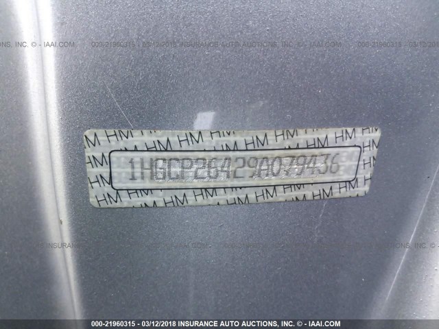 1HGCP26429A079436 - 2009 HONDA ACCORD LXP SILVER photo 9