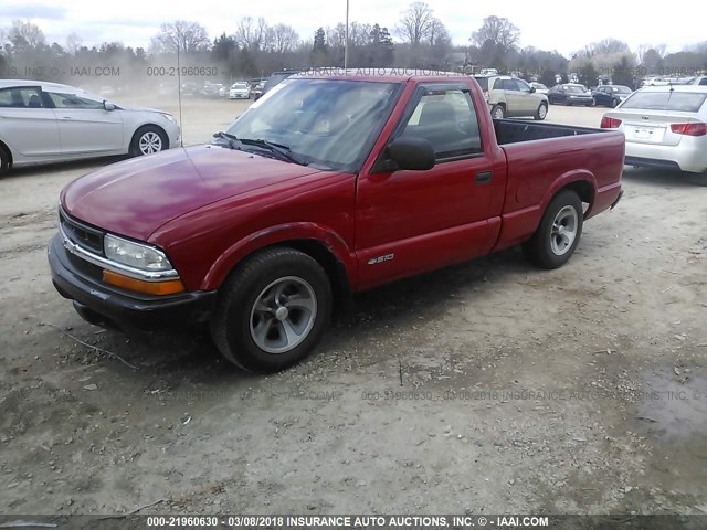 1GCCS1447W8145928 - 1998 CHEVROLET S TRUCK S10 RED photo 2
