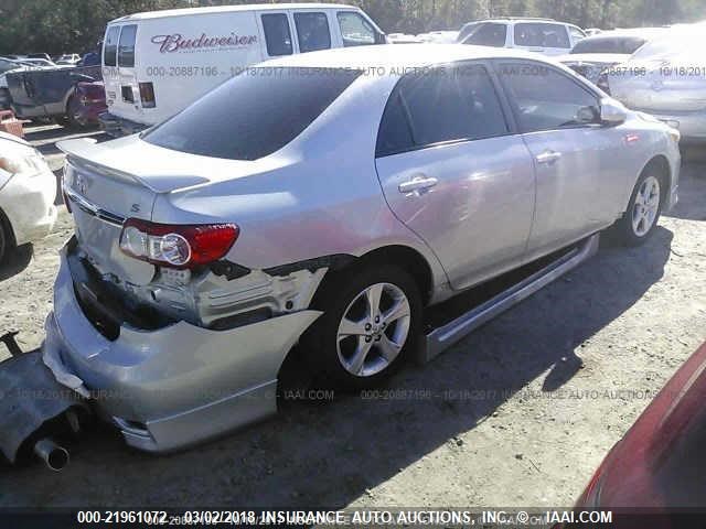 2T1BU4EE5DC028588 - 2013 TOYOTA COROLLA S/LE SILVER photo 4