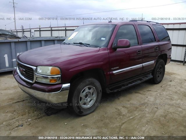 1GKEC13V35R244680 - 2005 GMC YUKON BURGUNDY photo 2