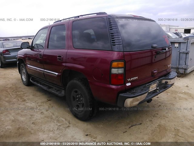 1GKEC13V35R244680 - 2005 GMC YUKON BURGUNDY photo 3