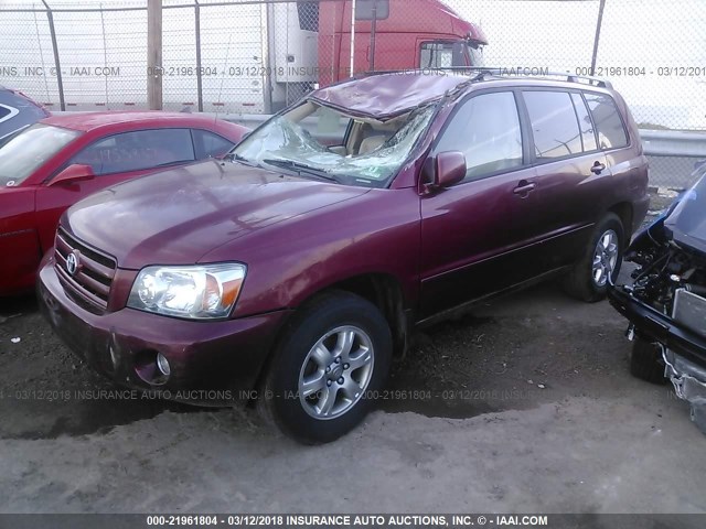 JTEDP21A650085820 - 2005 TOYOTA HIGHLANDER LIMITED RED photo 2