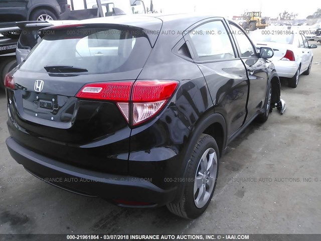 3CZRU5H32JM705527 - 2018 HONDA HR-V LX BLACK photo 4