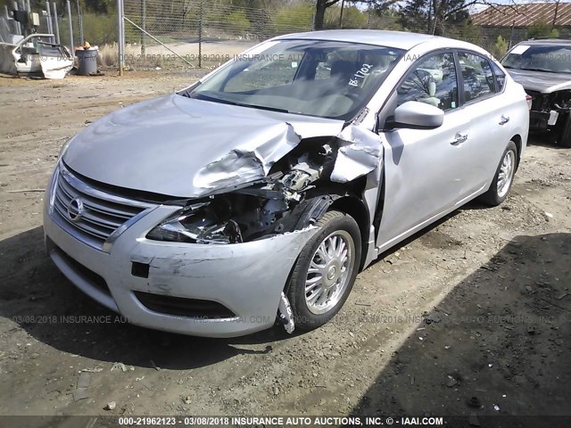 3N1AB7AP2DL630245 - 2013 NISSAN SENTRA S/SV/SR/SL SILVER photo 2