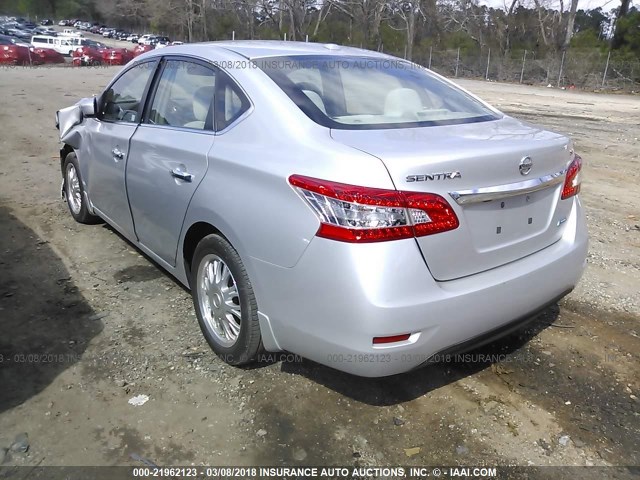 3N1AB7AP2DL630245 - 2013 NISSAN SENTRA S/SV/SR/SL SILVER photo 3