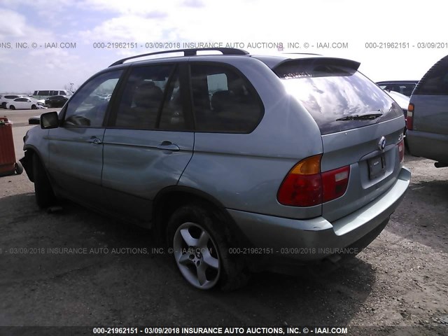 5UXFA53592LP35460 - 2002 BMW X5 3.0I BLUE photo 3