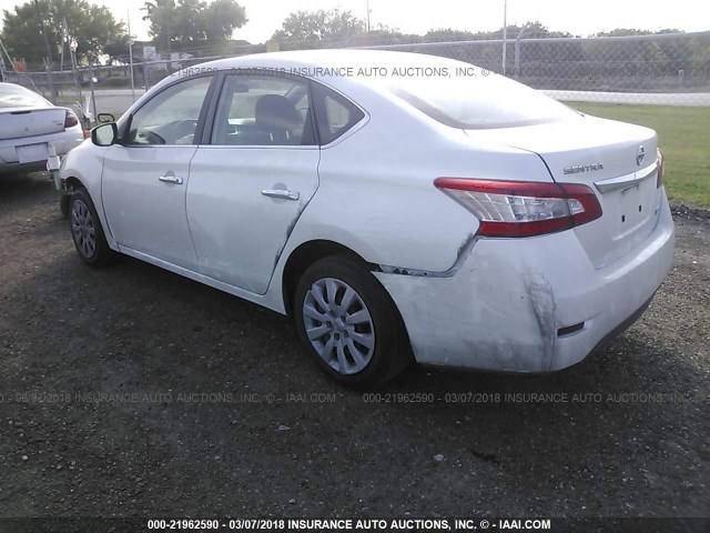 3N1AB7AP9EL680223 - 2014 NISSAN SENTRA S/SV/SR/SL WHITE photo 3