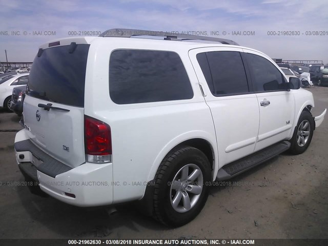 5N1AA08D08N611620 - 2008 NISSAN ARMADA SE/LE WHITE photo 4