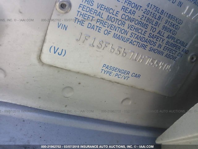 JF1SF65671H755405 - 2001 SUBARU FORESTER S Gümüş foto 9