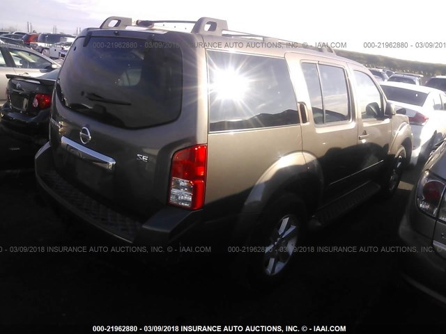 5N1AR18B98C634824 - 2008 NISSAN PATHFINDER S/LE/SE BROWN photo 4