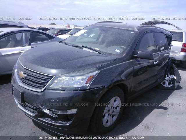 1GNKRFKD5EJ367356 - 2014 CHEVROLET TRAVERSE LS GRAY photo 2