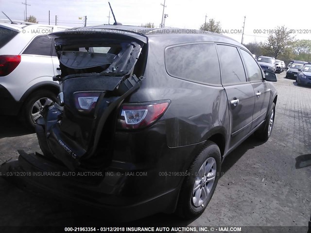 1GNKRFKD5EJ367356 - 2014 CHEVROLET TRAVERSE LS GRAY photo 4