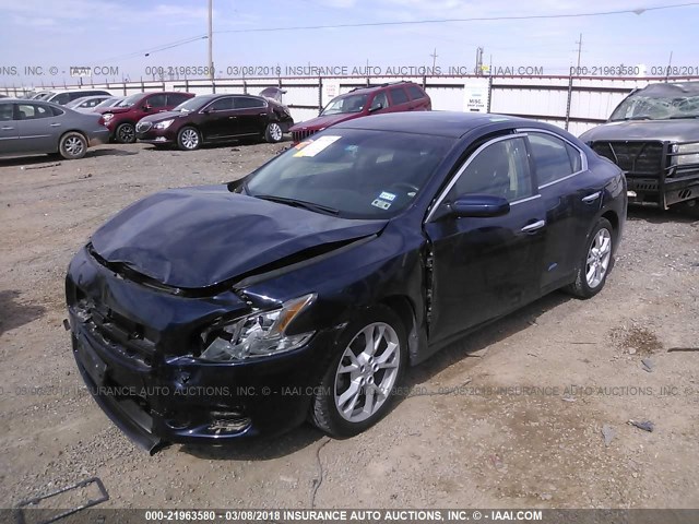 1N4AA5AP0EC498061 - 2014 NISSAN MAXIMA S/SV Dark Blue photo 2