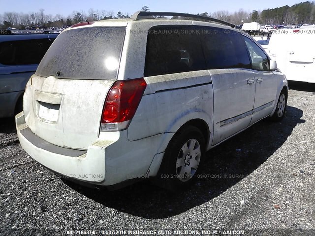 5N1BV28U26N125859 - 2006 NISSAN QUEST S/SE/SL WHITE photo 4