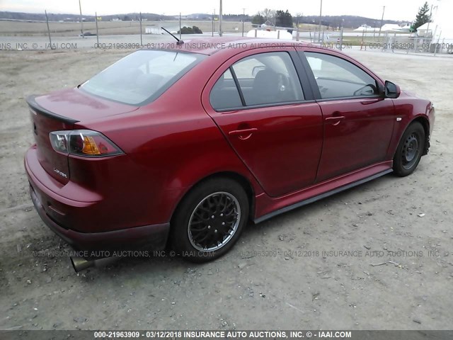 JA32U2FU1BU004474 - 2011 MITSUBISHI LANCER ES/ES SPORT RED photo 4