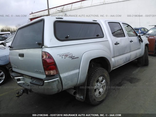 5TELU42N58Z496300 - 2008 TOYOTA TACOMA DOUBLE CAB SILVER photo 4