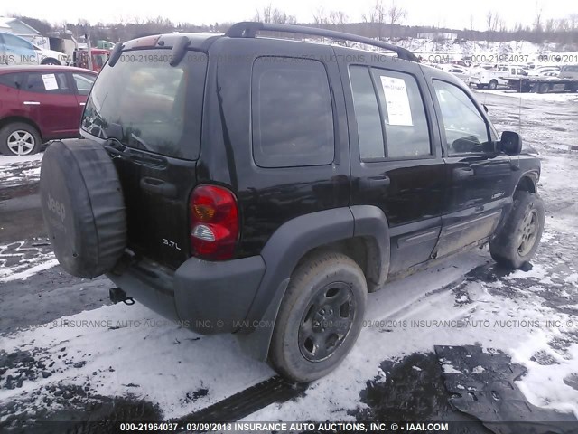 1J4GL48K84W320179 - 2004 JEEP LIBERTY SPORT BLACK photo 4