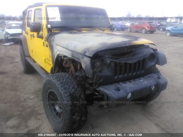 1C4BJWDG5FL592244 - 2015 JEEP WRANGLER UNLIMITE SPORT YELLOW photo 6