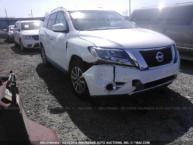 5N1AR2MN9DC678323 - 2013 NISSAN PATHFINDER S/SV/SL/PLATINUM WHITE photo 1