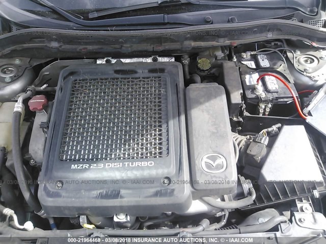 JM1BL1K35B1485522 - 2011 MAZDA SPEED 3 SILVER photo 10