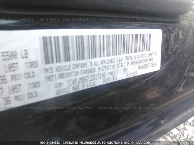 1C4PJMBX7JD517108 - 2018 JEEP CHEROKEE TRAILHAWK 黑色 照片 9