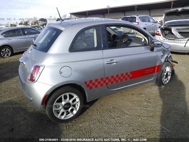 3C3CFFAR5FT689738 - 2015 FIAT 500 POP SILVER photo 4