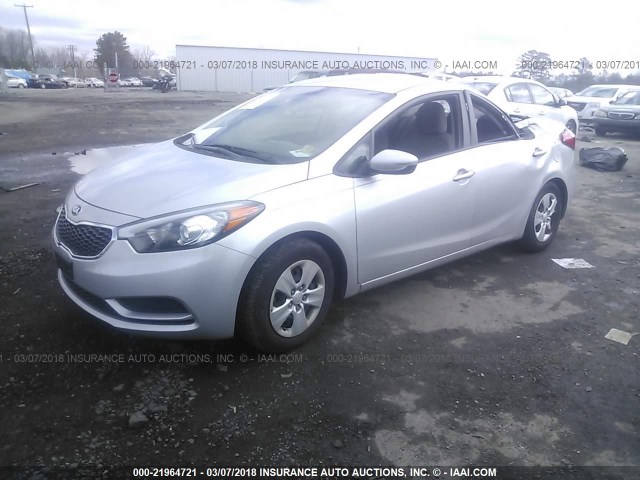 KNAFK4A62G5515851 - 2016 KIA FORTE LX SILVER photo 2