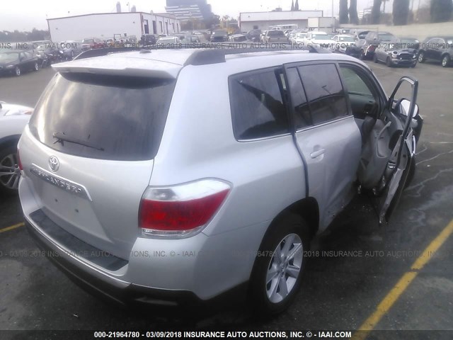 5TDZK3EH1CS058931 - 2012 TOYOTA HIGHLANDER SE SILVER photo 4