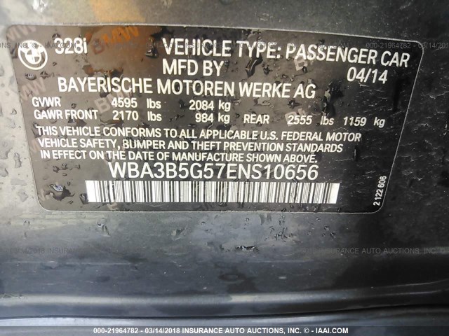 WBA3B5G57ENS10656 - 2014 BMW 328 XI SULEV GRAY photo 9