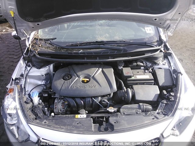 KNAFK4A63F5406121 - 2015 KIA FORTE LX SILVER photo 10