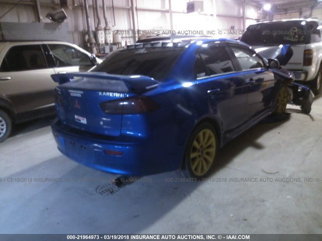 JA3AU86U38U042022 - 2008 MITSUBISHI LANCER GTS BLUE photo 4