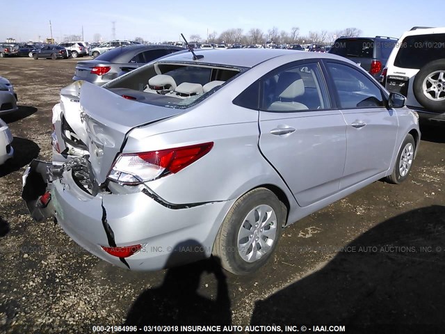 KMHCT4AE0GU064043 - 2016 HYUNDAI ACCENT SE SILVER photo 4