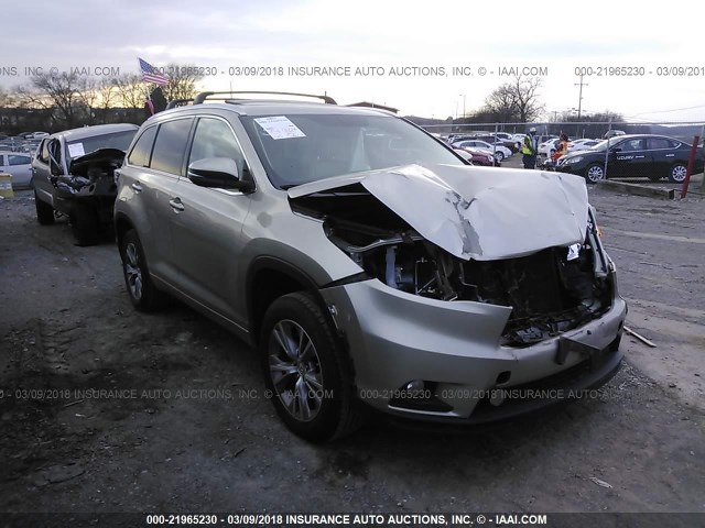 5TDKKRFH0ES030012 - 2014 TOYOTA HIGHLANDER XLE GOLD photo 1