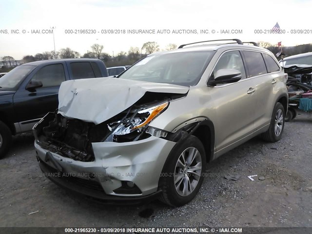 5TDKKRFH0ES030012 - 2014 TOYOTA HIGHLANDER XLE ოქროსფერი ფოტო 2
