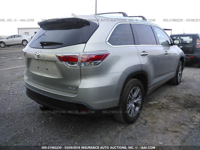 5TDKKRFH0ES030012 - 2014 TOYOTA HIGHLANDER XLE ოქროსფერი ფოტო 4