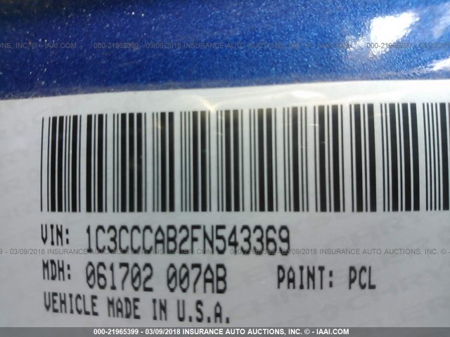 1C3CCCAB2FN543369 - 2015 CHRYSLER 200 LIMITED BLUE photo 9