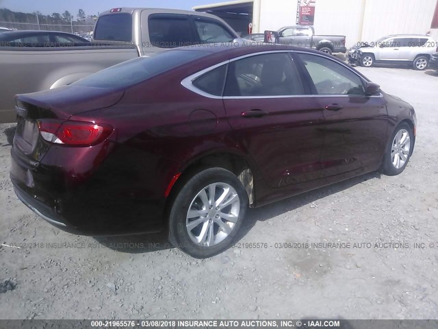 1C3CCCAB8GN168041 - 2016 CHRYSLER 200 LIMITED MAROON photo 4