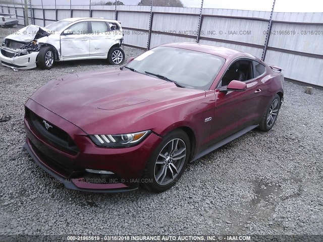 1FA6P8CF3F5312402 - 2015 FORD MUSTANG GT RED photo 2