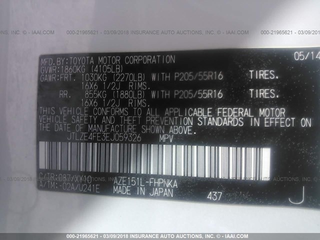 JTLZE4FE3EJ059326 - 2014 TOYOTA SCION XB WHITE photo 9