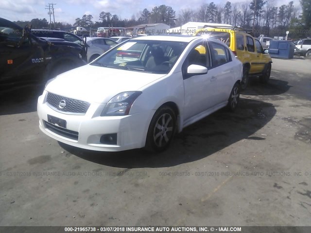 3N1AB6AP3CL765372 - 2012 NISSAN SENTRA 2.0/2.0S/SR/2.0SL WHITE photo 2