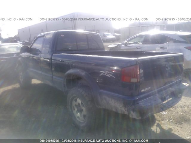 1GCCT19W918157305 - 2001 CHEVROLET S TRUCK S10 BLUE photo 3