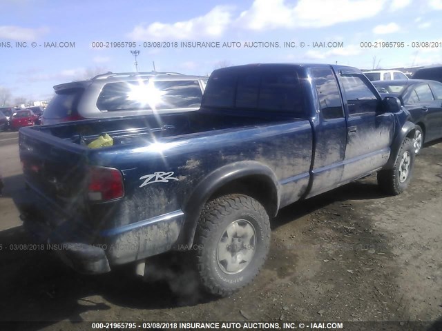 1GCCT19W918157305 - 2001 CHEVROLET S TRUCK S10 BLUE photo 4