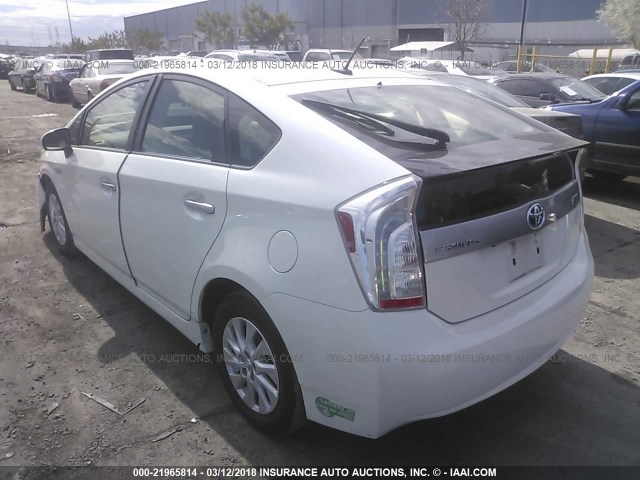 JTDKN3DP9C3008605 - 2012 TOYOTA PRIUS PLUG-IN  WHITE photo 3