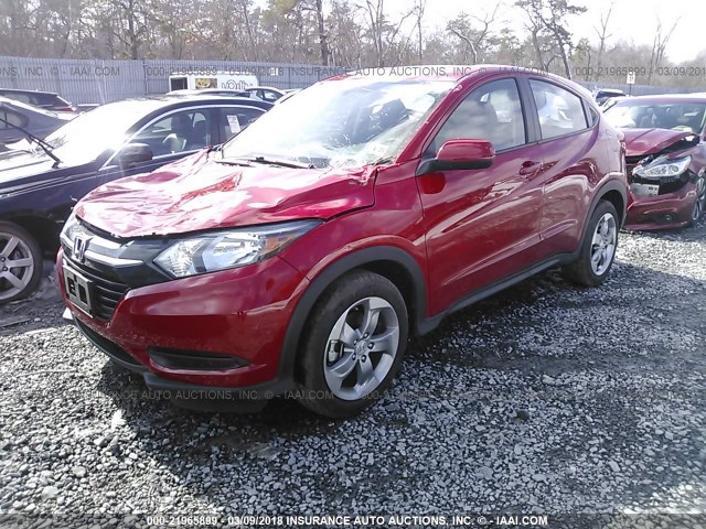 3CZRU6H31JG708245 - 2018 HONDA HR-V LX RED photo 2